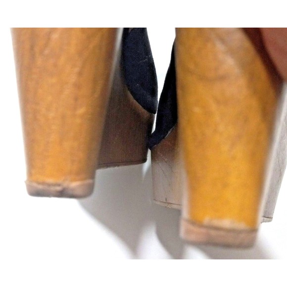 Qupid Platform Wedge Fringed Heel Sandal Black Suede Leather Elastic Back - Picture 12 of 12